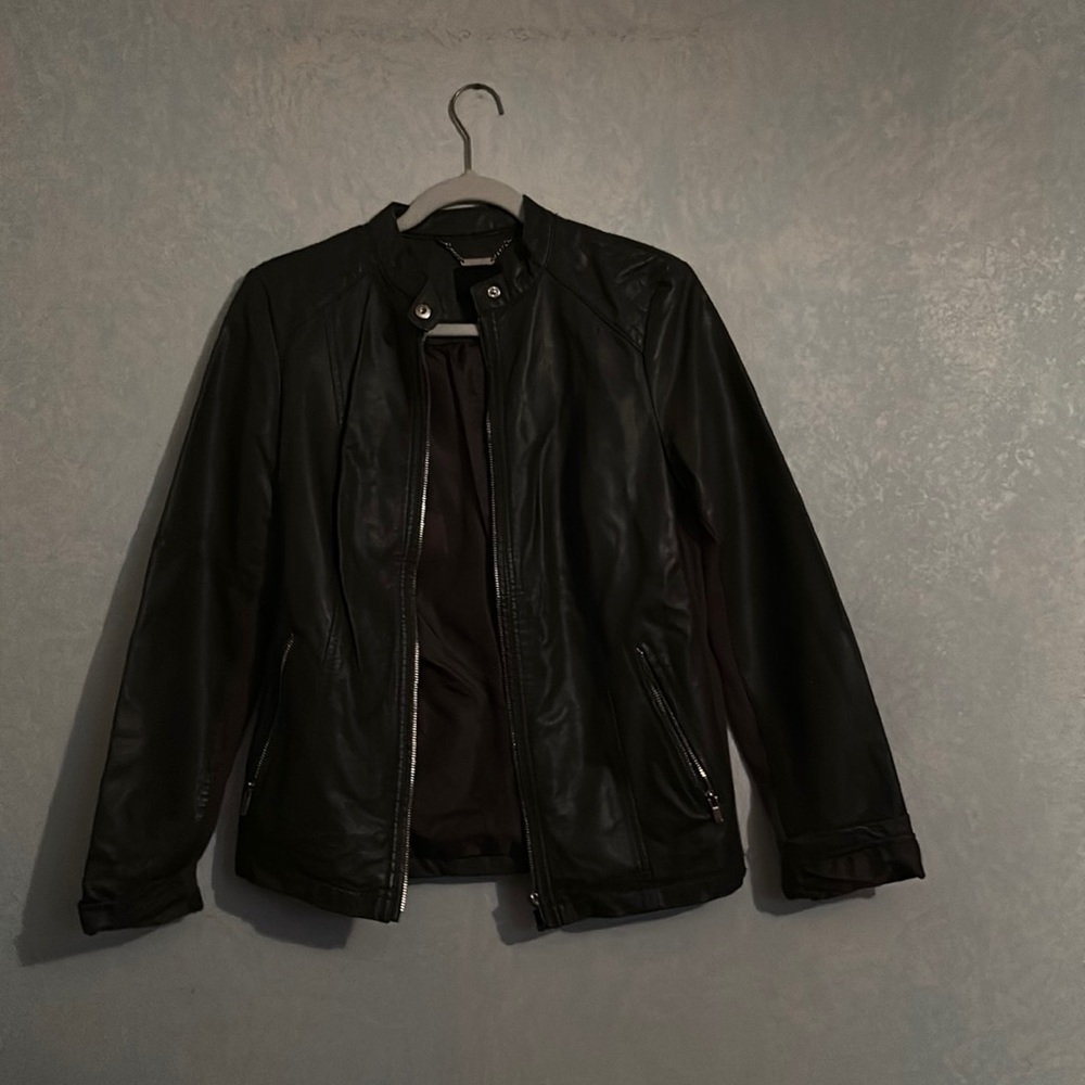 Grey, leather jacket, a.n.a, small.